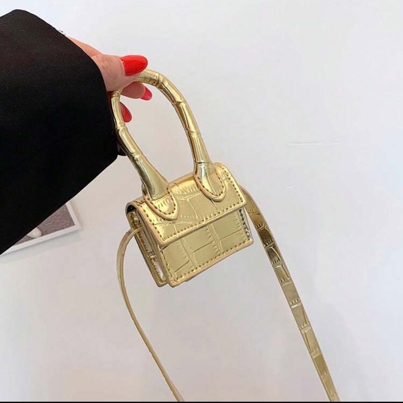Gold Croc Mini Purse Crossbody - Picture 1 of 5